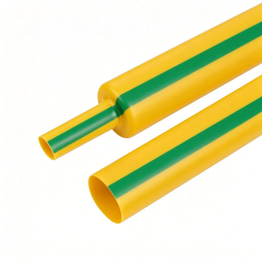 Yellow-Green Heat Shrink Tubing | 2:1 Ground Wire Identification Sleeve | UL VW-1 Flame Retardant PE Insulation for Protective Earth Wiring